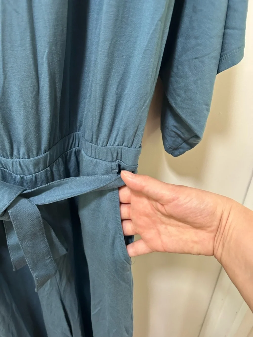 Garnet Hill Blue Kimono Sleeve Jumpsuit Size Medium